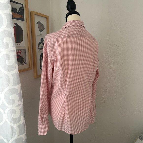 Lauren Ralph Lauren Button Down No Iron Shirt Pink and White Check Women Size L - Picture 4 of 9